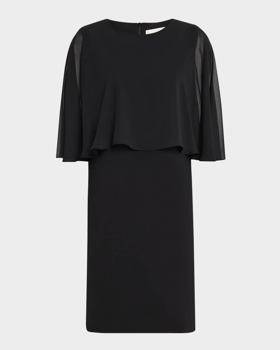 Double Crepe & Georgette Capelet Dress